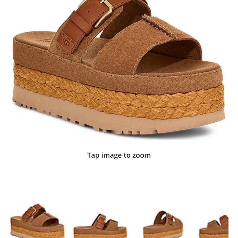 UGG Aubrey Suede Leather Brown Platform Sandals